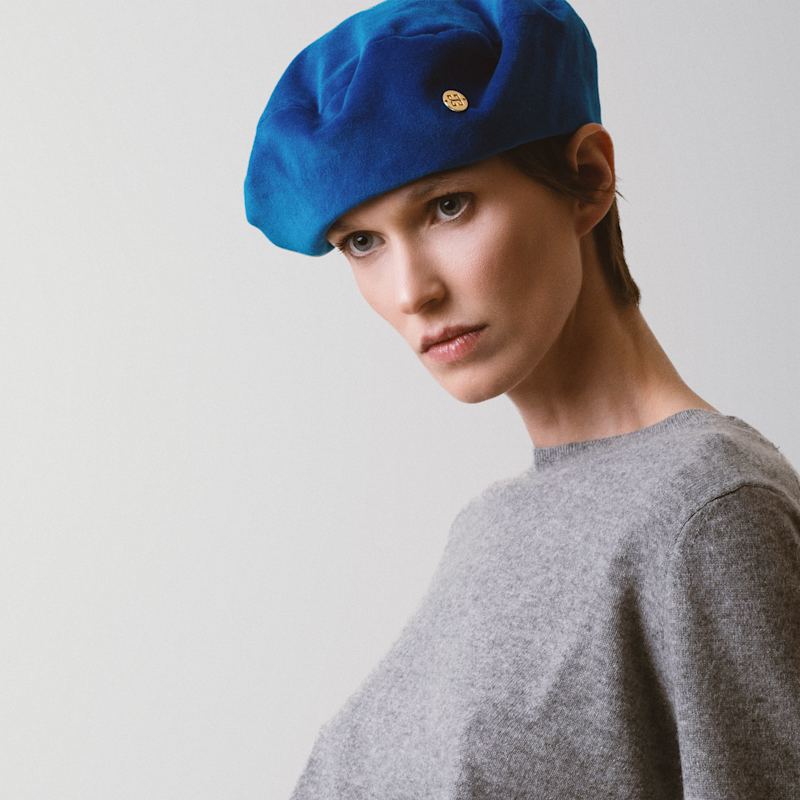 Thumbnail of Audrey - Cobalt Blue Velvet Beret Hat image