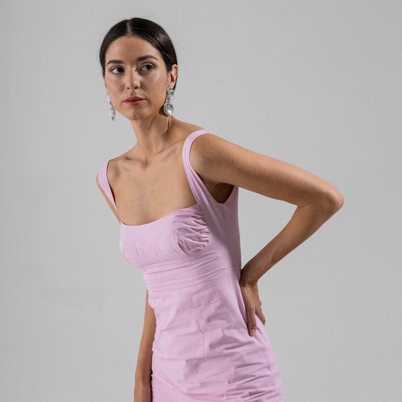 open lace back dress Pink Floral Mini Dress main image 0