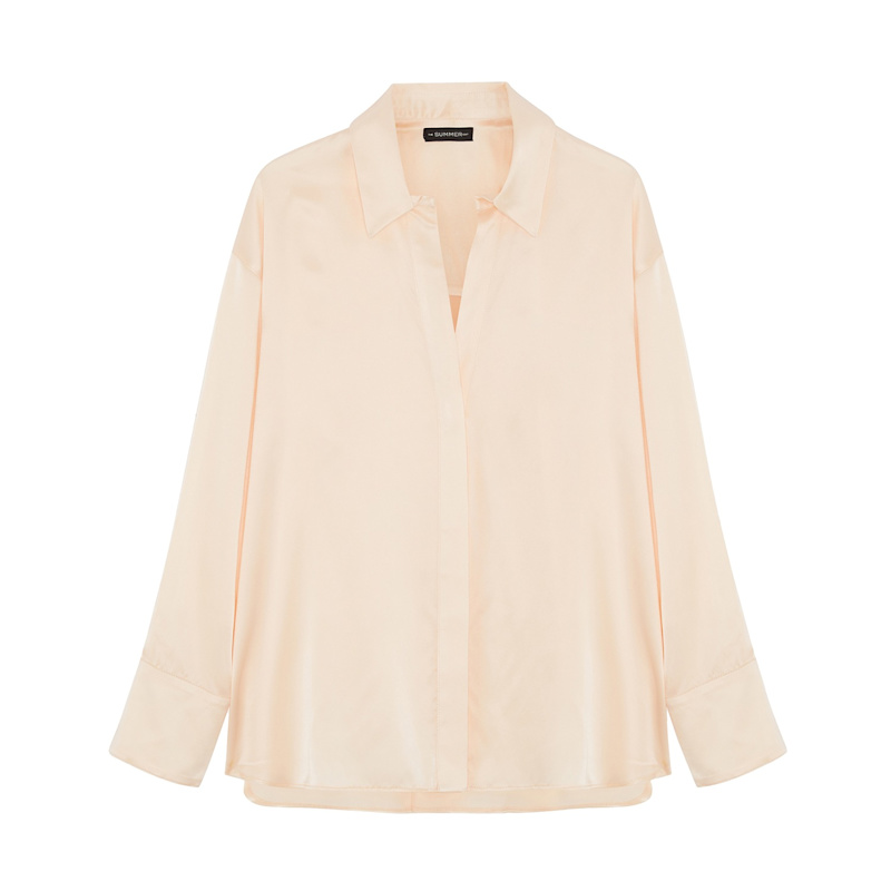 Thumbnail of Audrey Oversized Silk Shirt - Blush image