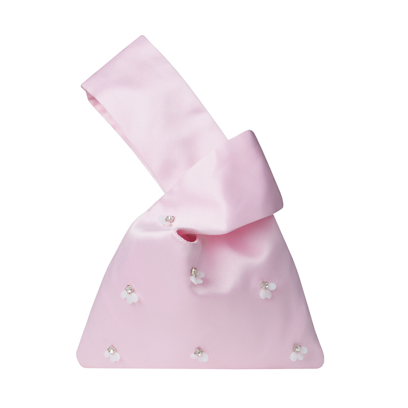 Thumbnail of Audrey Small Hand-Embellished Satin Wristlet Pouch - Pink image