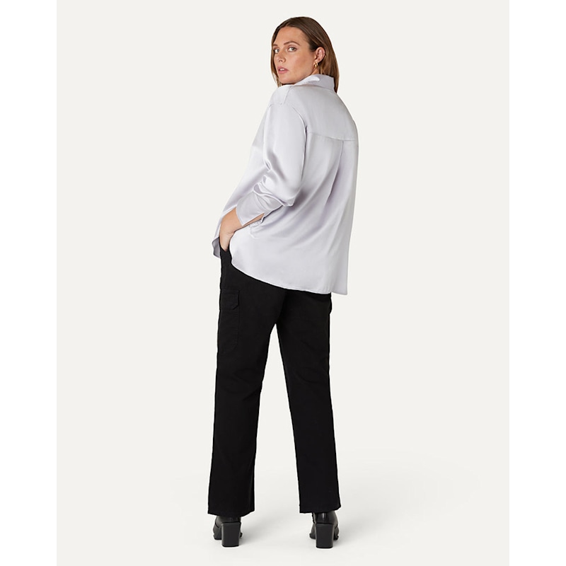 Thumbnail of Audrey Oversized Silk Shirt - Silver image
