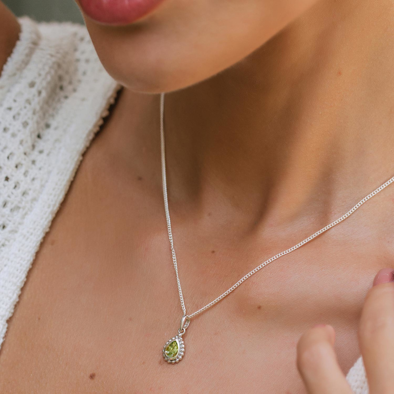 Thumbnail of August Birthstone Sterling Silver Necklace - Peridot image