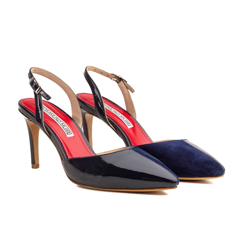 navy blue slingback heels