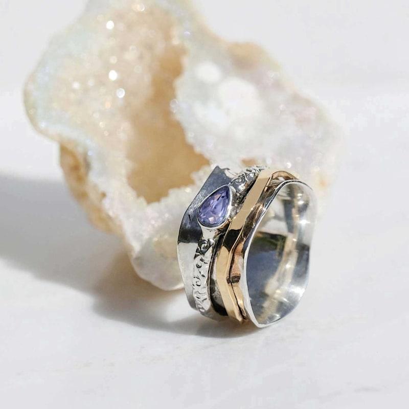 Thumbnail of Aura Magic Silver Spinning Ring - Tanzanite image
