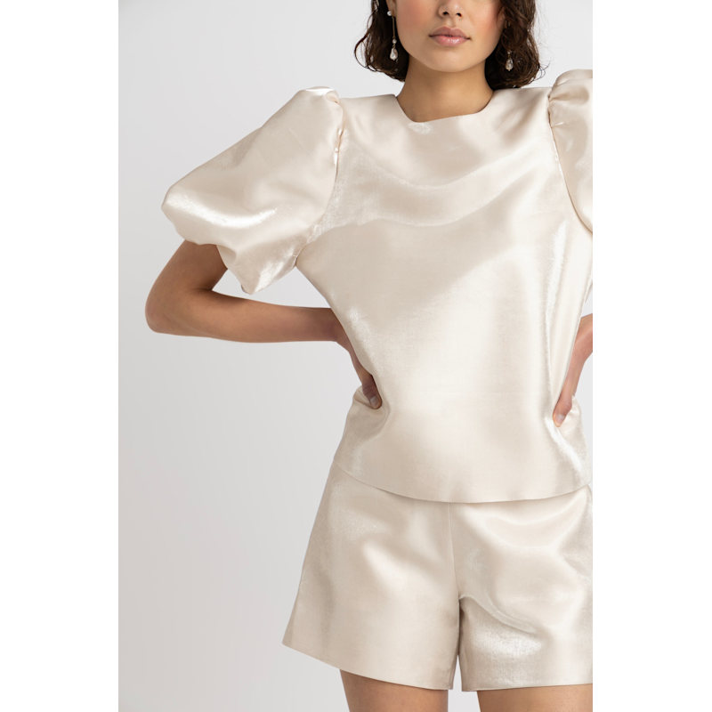 Thumbnail of Aurelia Puffball Satin Tie Top image