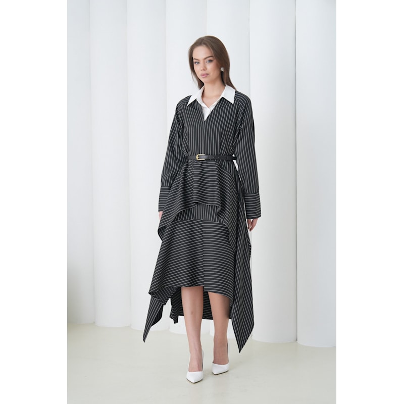 Thumbnail of Aurelia Sculpt Dress - Black & White image