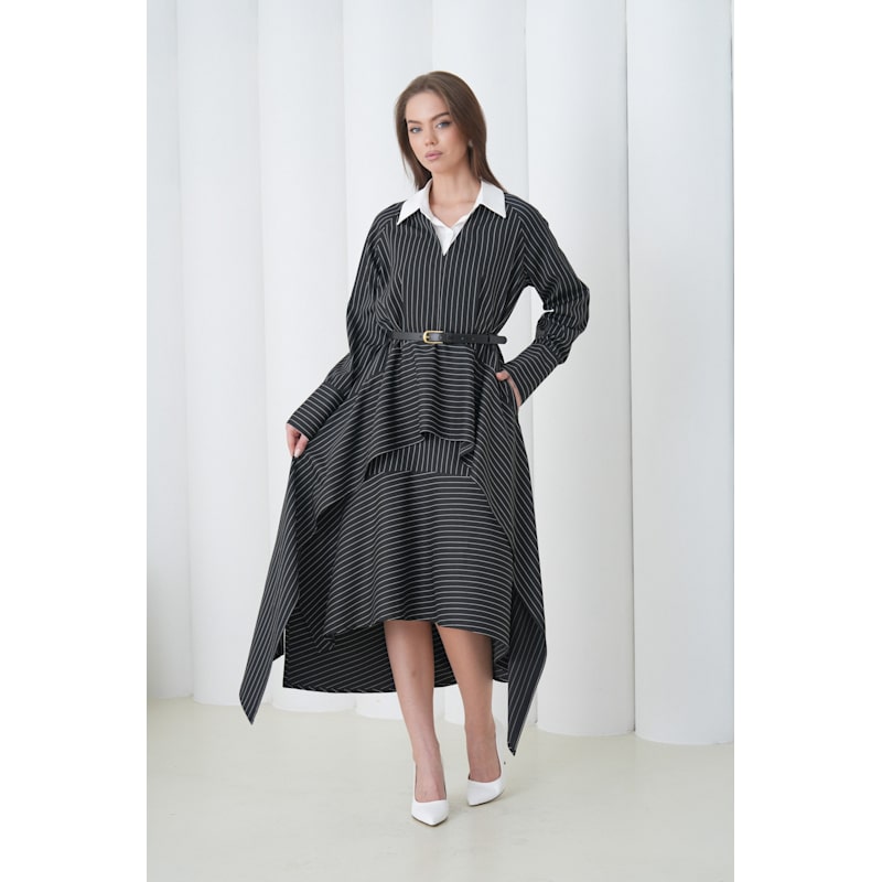 Thumbnail of Aurelia Sculpt Dress - Black & White image