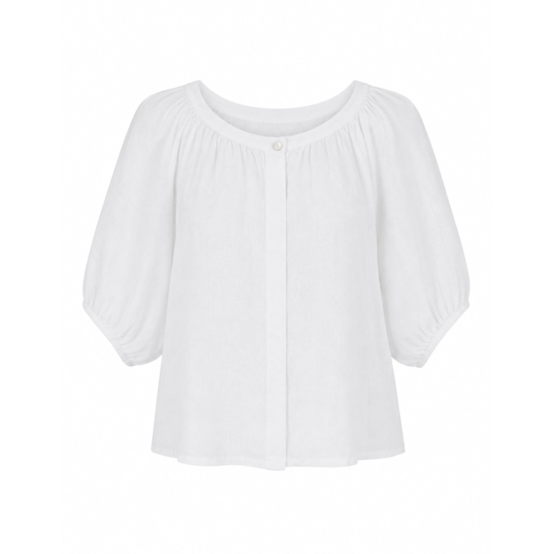 Thumbnail of Aurelie Button-Up Linen Top White image