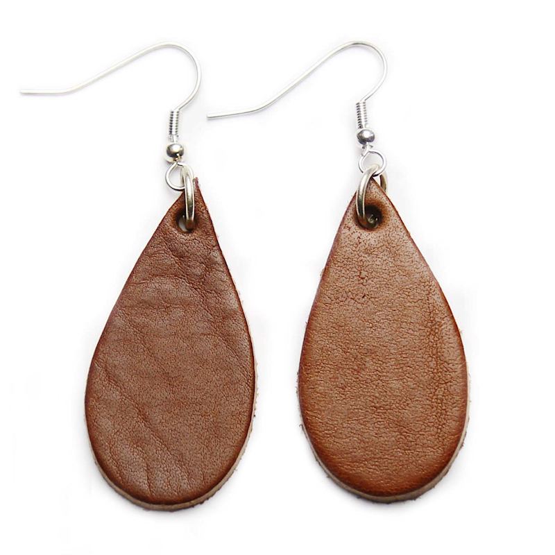 Thumbnail of Auricle Chestnut Leather Earrings image