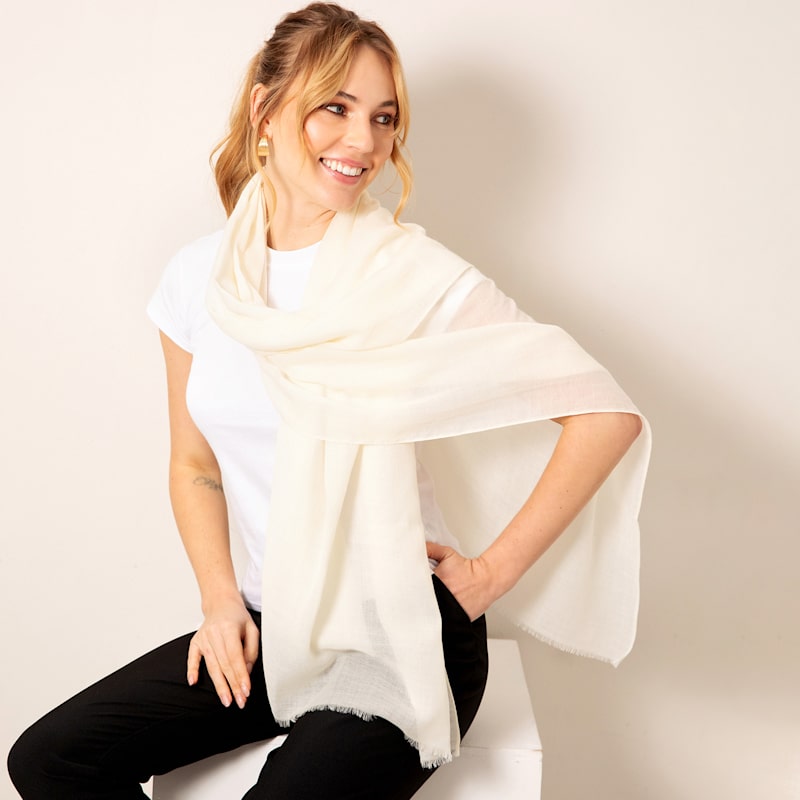 Thumbnail of Aurielle Silk Wool Scarf Cream image
