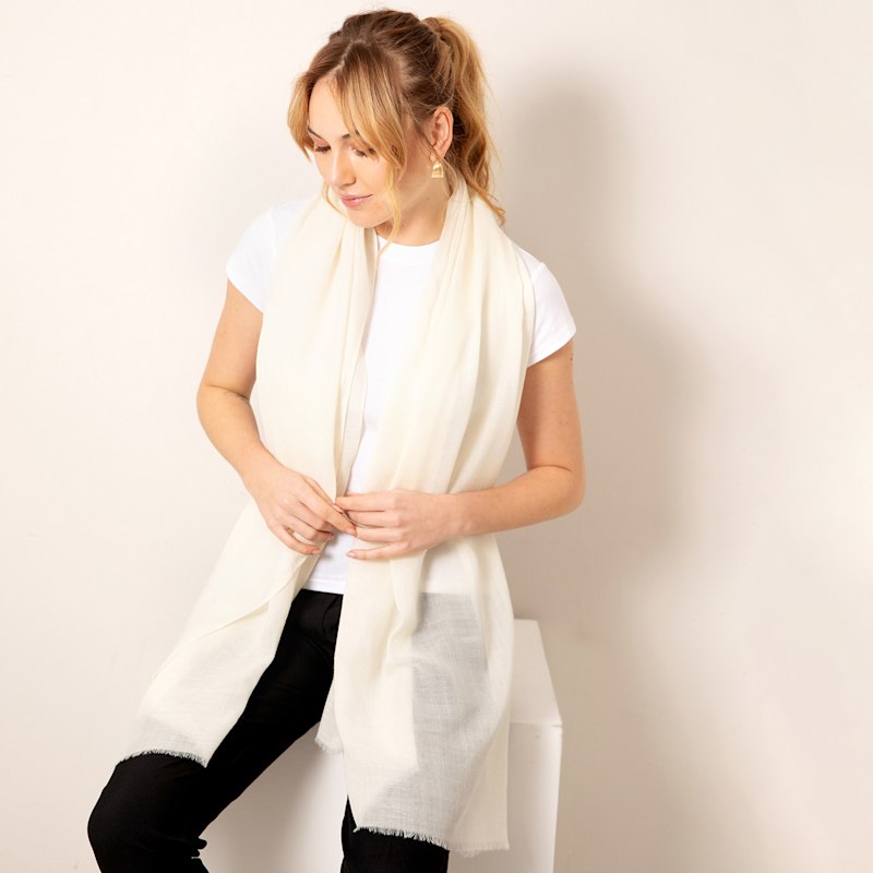 Thumbnail of Aurielle Silk Wool Scarf Cream image