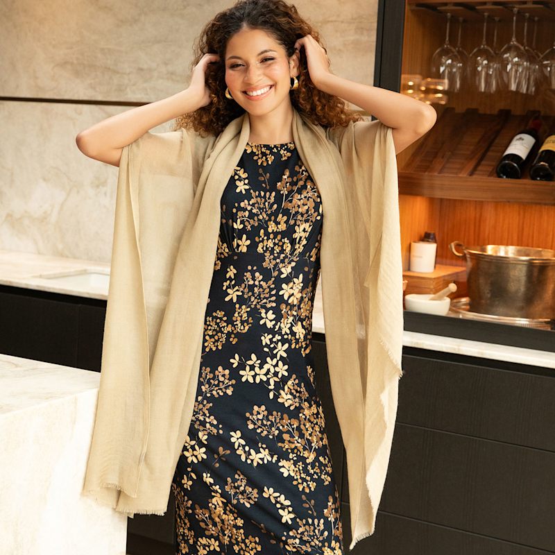 Thumbnail of Aurielle Silk Wool Scarf Desert Sand image