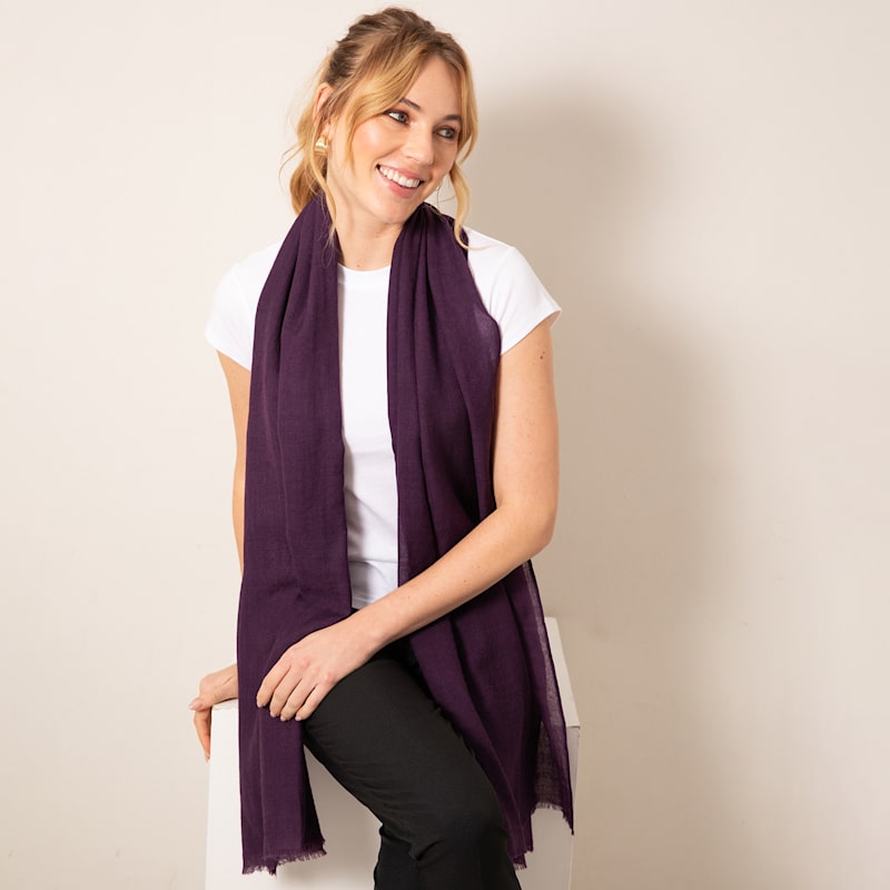 Thumbnail of Aurielle Silk Wool Scarf Imperial Purple image