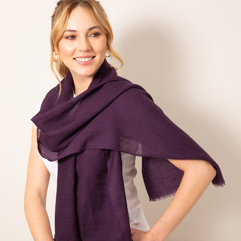 Thumbnail of Aurielle Silk Wool Scarf Imperial Purple image