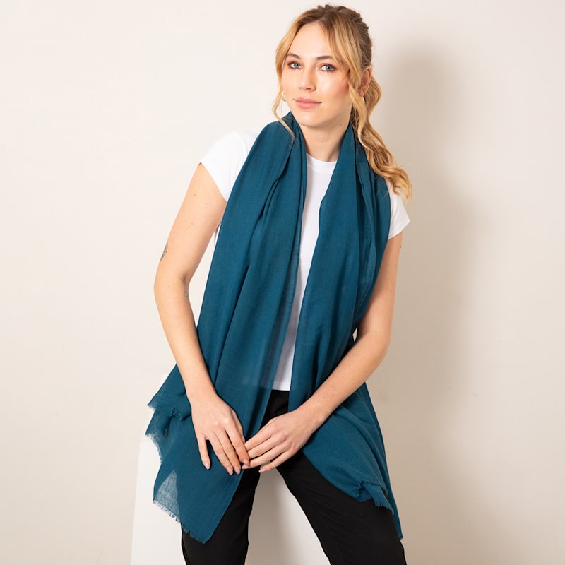 Thumbnail of Aurielle Silk Wool Scarf Tapestry Teal image