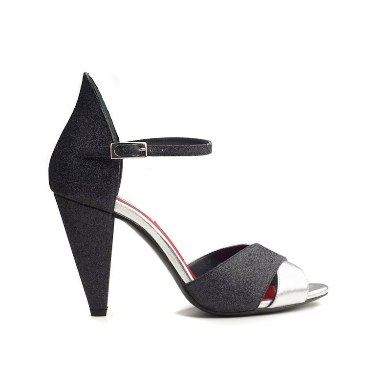 Thumbnail of Aurora Black Glitter & Silver Heels image