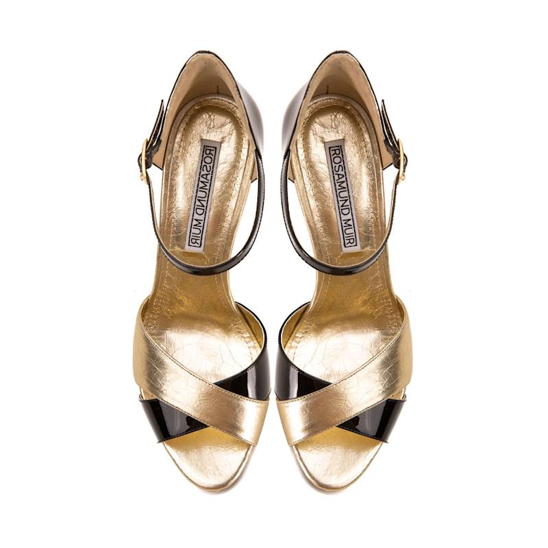Thumbnail of Aurora Black Patent & Gold Heels image