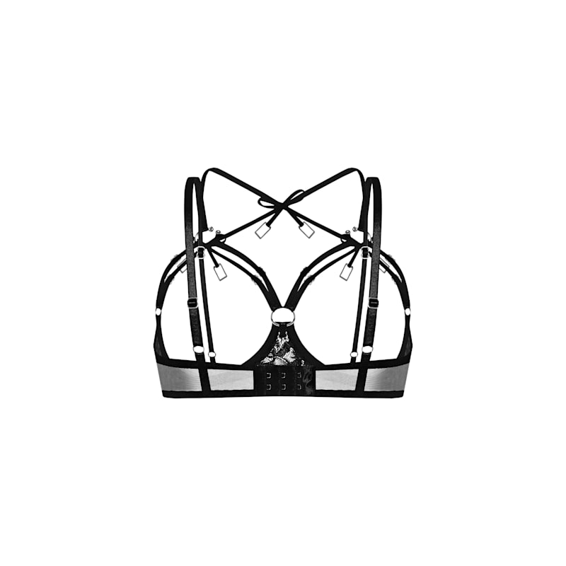 open cup sexy lingerie Lovehoney Plus Size Hourglass Black Smoothing Open-Cup Crotchless Teddy