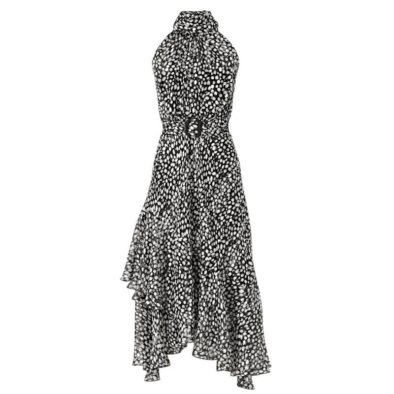 spot halter dress Austen Chiffon Midi In Black White | SACHA DRAKE a line Dress