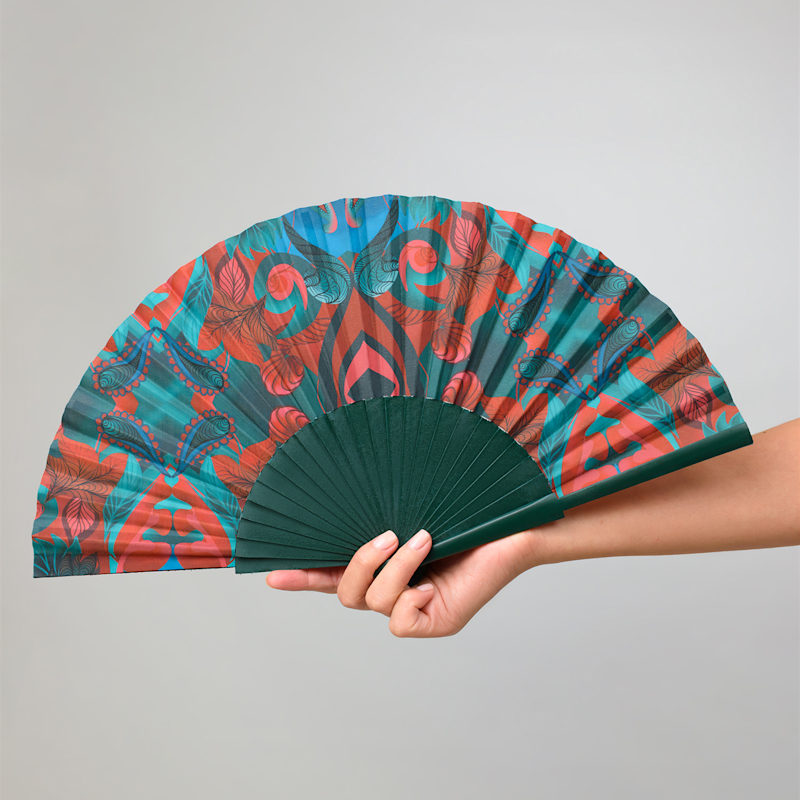 Thumbnail of Autumn Paisley Green Hand Fan image