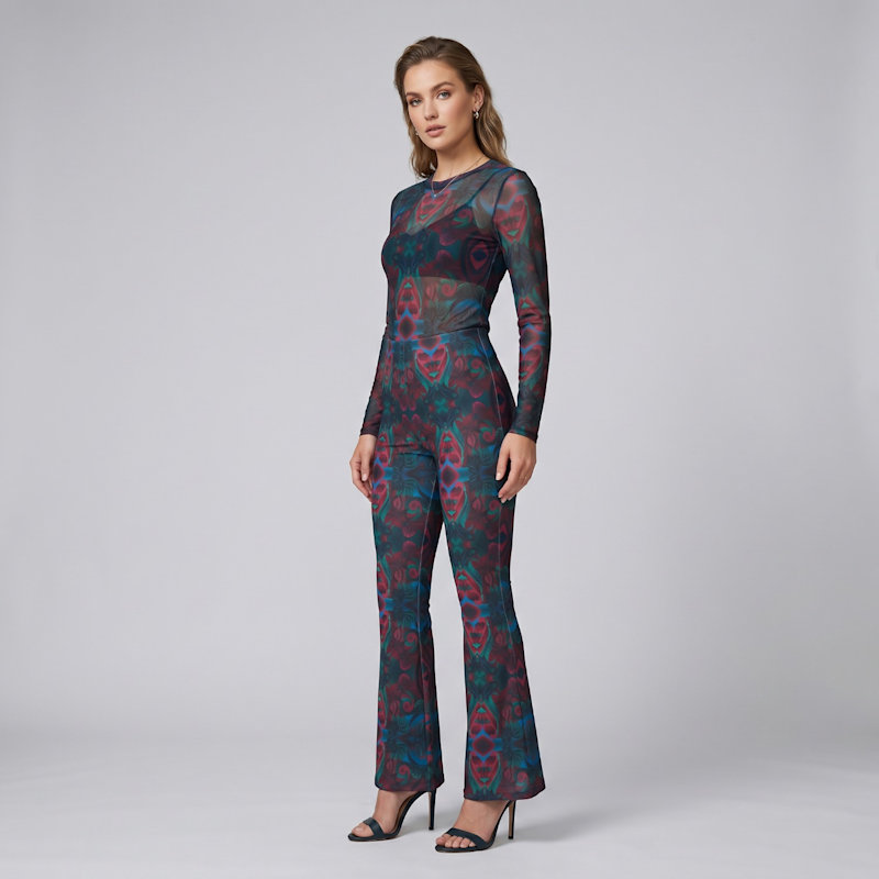 Thumbnail of Autumn Paisley Print High-Waisted Volk Flared Pants image