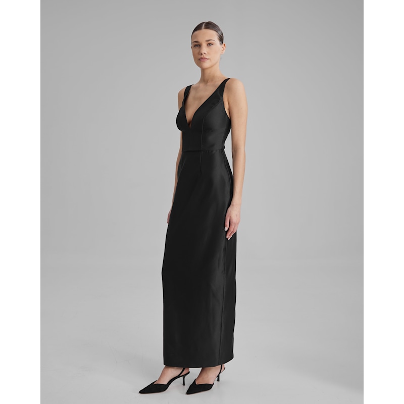Thumbnail of Ava Dress | V Neck Pencil Maxi In Black image