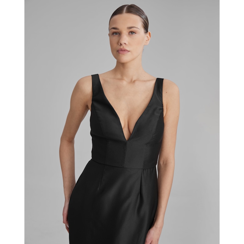 Thumbnail of Ava Dress | V Neck Pencil Maxi In Black image