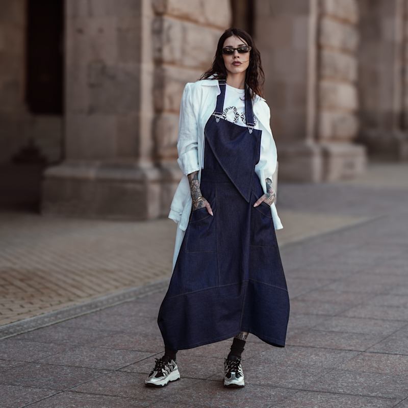 denim pinafore dress style 16 Best Denim Pinafore Dress ideas
