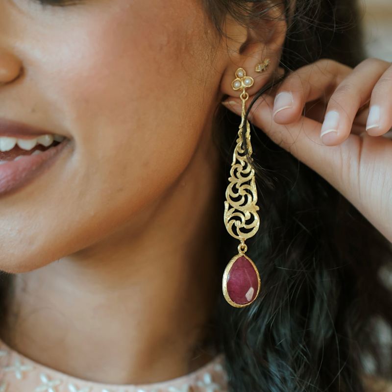 Thumbnail of Avize Earrings - Rose Quartz image