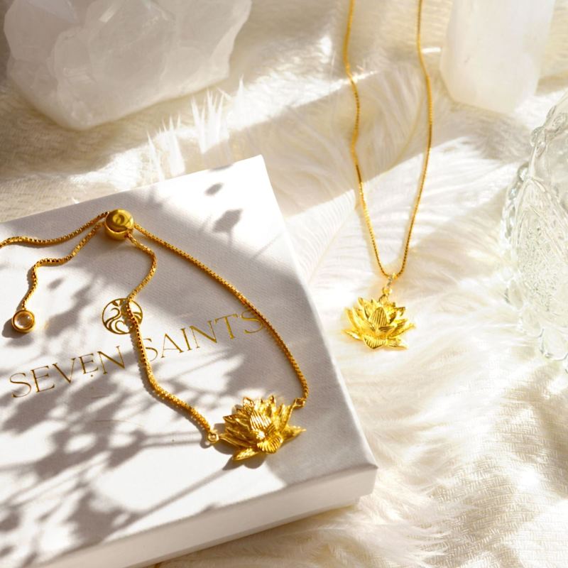 Awakened Lotus Necklace, Gold Over Sterling Silver | Seven Saints