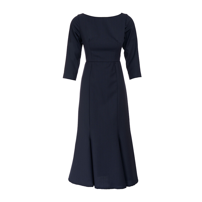 Thumbnail of Pinstripe Wool Midi Dress image