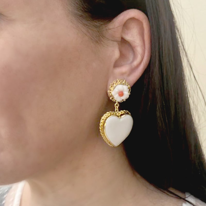 Thumbnail of Be My Lover Porcelain & Coral Earrings image