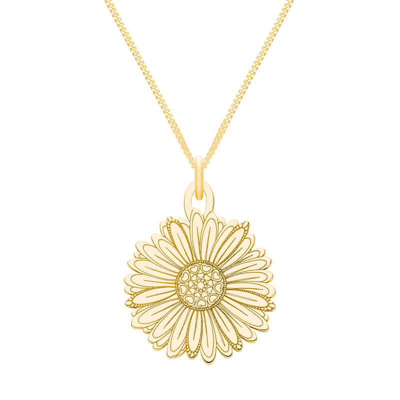 Small Gold Daisy Flower Pendant Necklace | CarterGore | Wolf