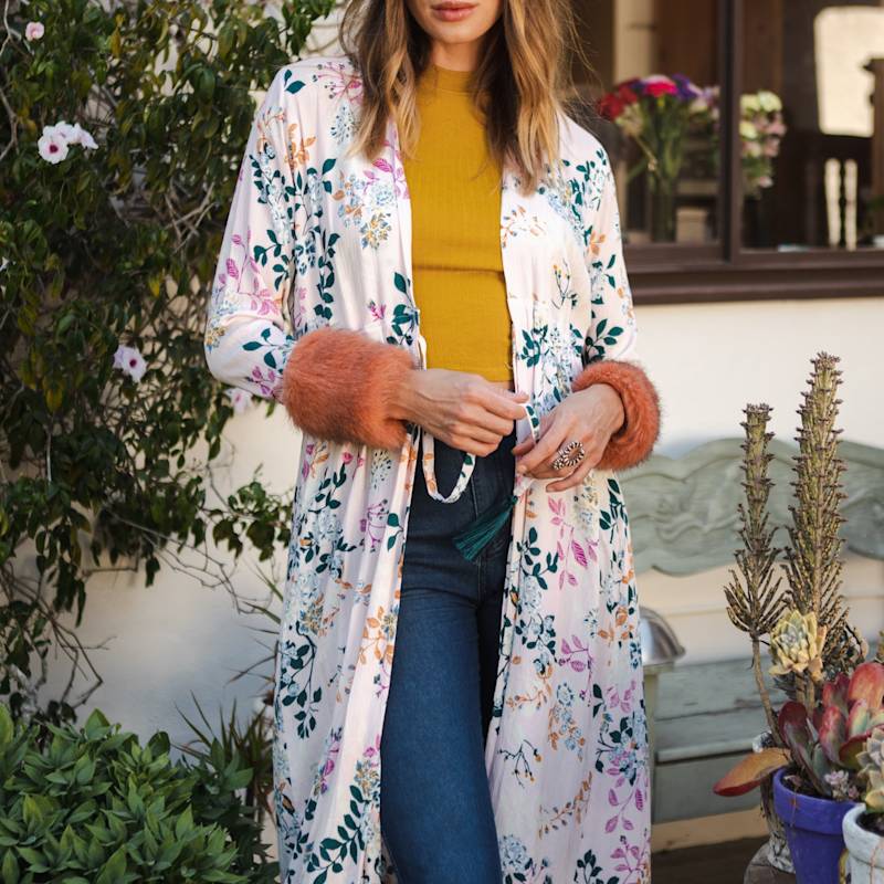 Thumbnail of Blush Garden Faux Fur Duster image