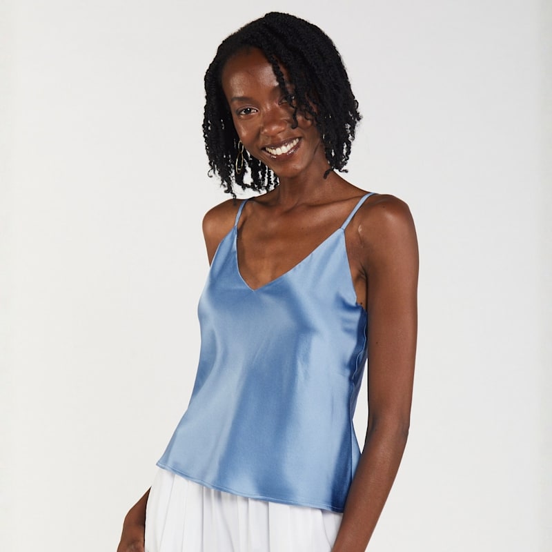 Silk Cami Top - Azure Blue | ELISE SEREN | Wolf & Badger