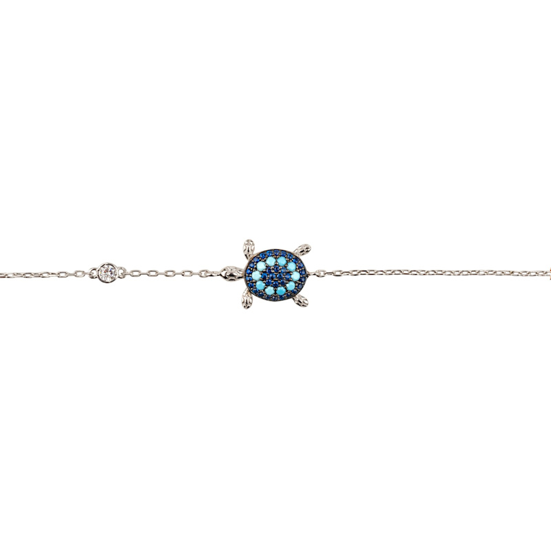 Thumbnail of Turtle Turquoise Blue Bracelet Silver image
