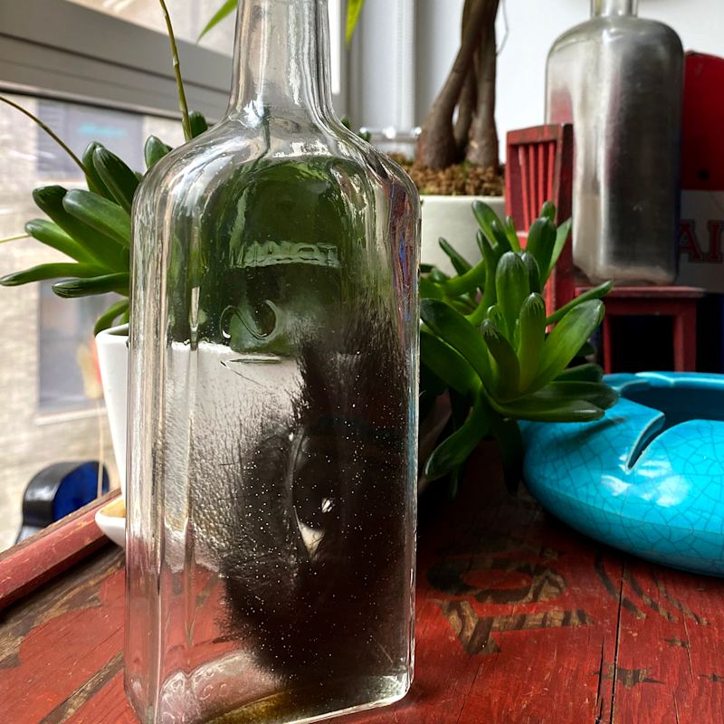 Thumbnail of Babs Hand Printed Man Eye Vintage Bottle Art image