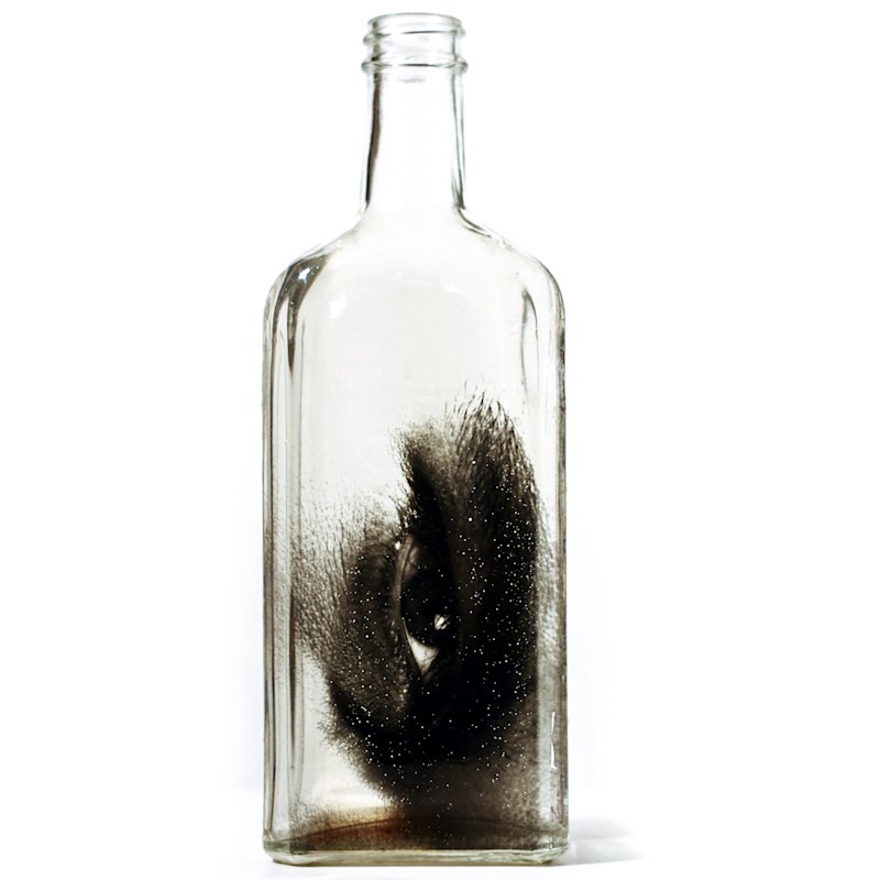 Thumbnail of Babs Hand Printed Man Eye Vintage Bottle Art image