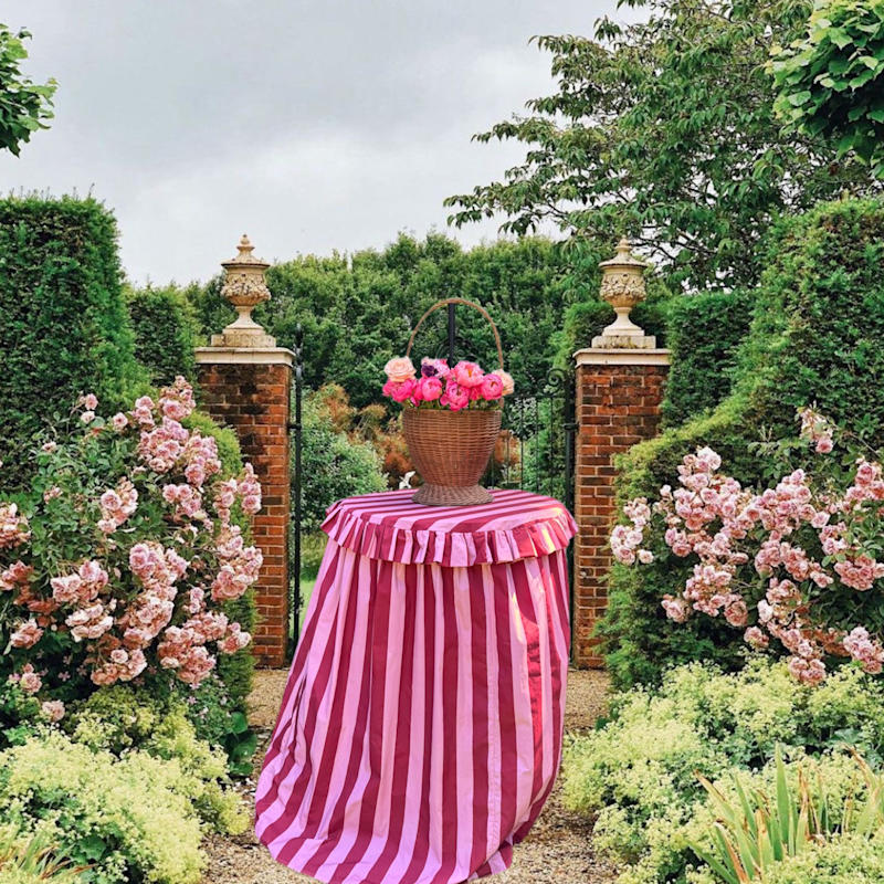 Thumbnail of Back In Stock! High Party Tablecloth Red/Pink Stripe image