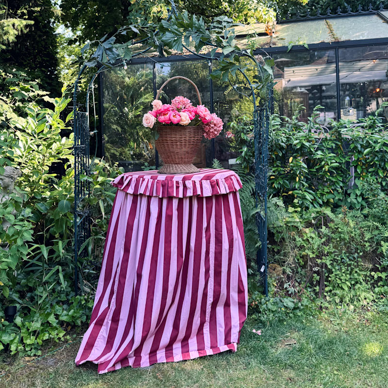 Thumbnail of Back In Stock! High Party Tablecloth Red/Pink Stripe image
