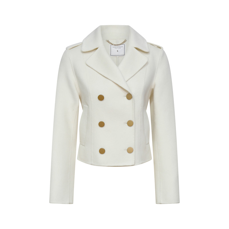 Thumbnail of Back In Time Military Peacoat - Cream image