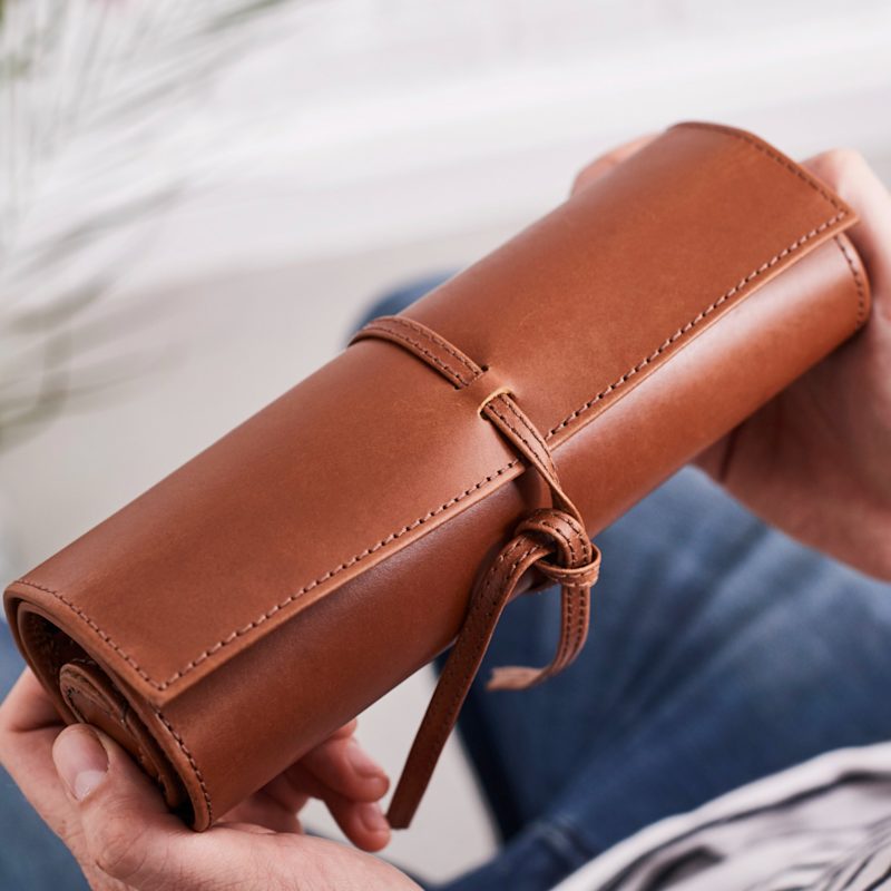 Thumbnail of Backgammon Travel Game Tan Leather image