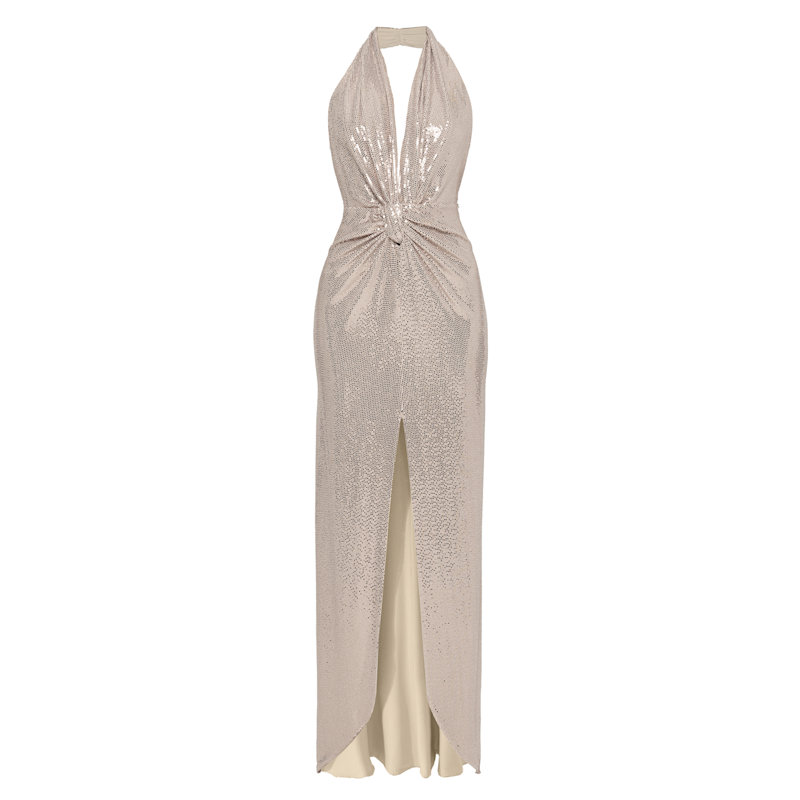 blue dress for baby girl Sequin Backless Split Maxi Dress – Tuxedo Closeouts