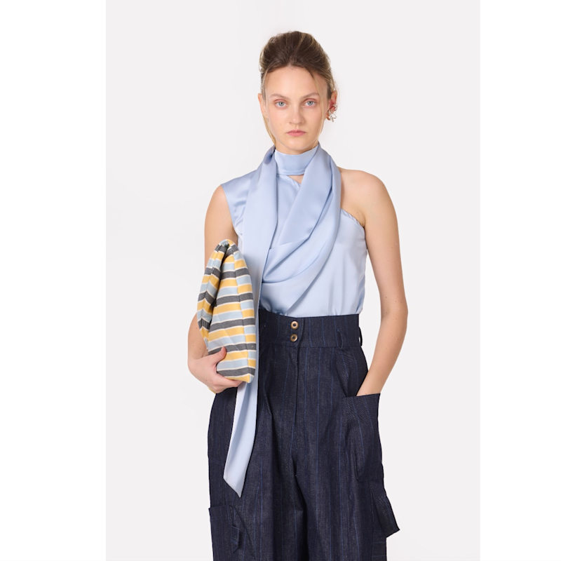 Thumbnail of Baggy Wide Leg Cargo Jeans Navy Striped image