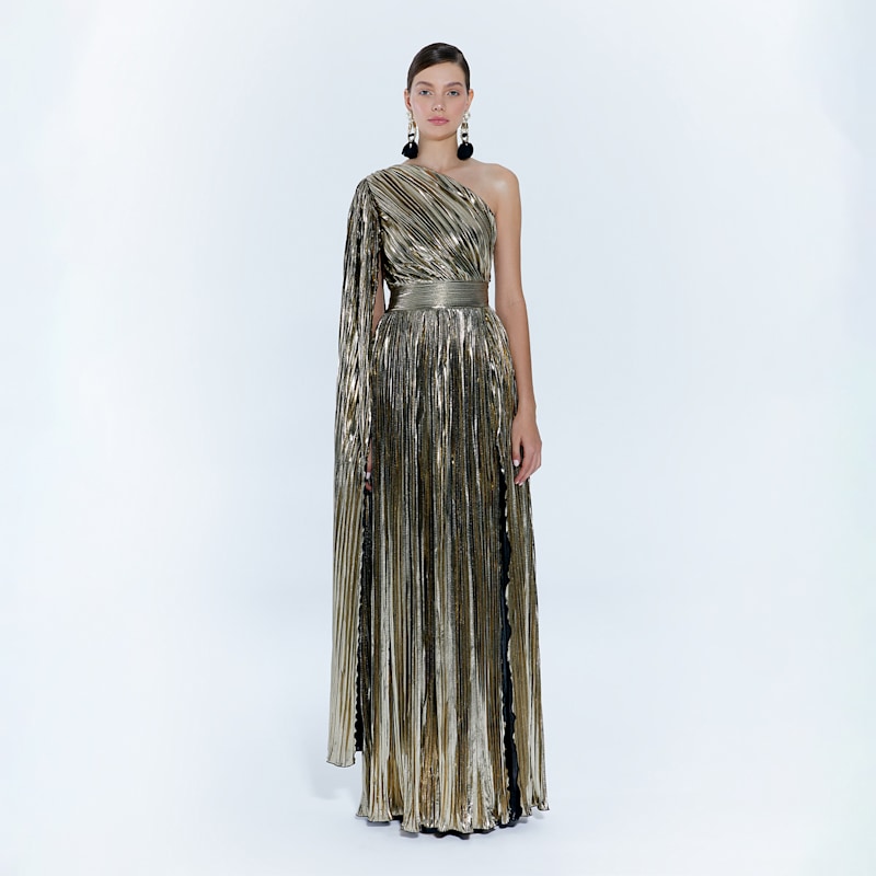Thumbnail of Baglioni Gold One-Shoulder Gown Dress image