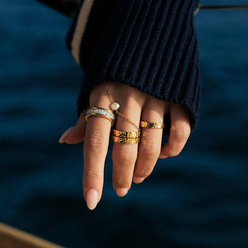 Thumbnail of Gold Baguette Brillio Waterproof Ring image