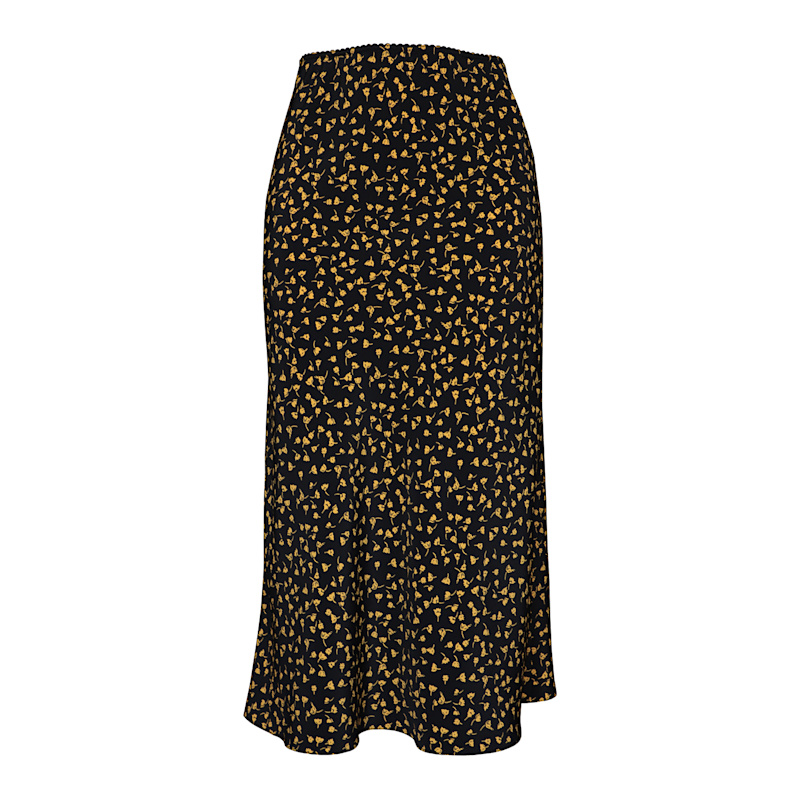 Thumbnail of Bailey Floral Midi Slip Skirt - Black & Yellow image