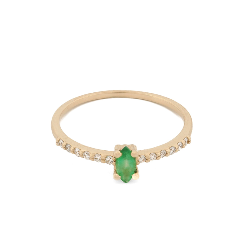 Thumbnail of Balance Emerald Diamond Gold Band Ring - Green image
