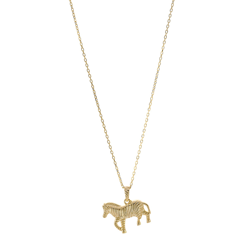 Thumbnail of Balance Zebra Pendant Gold Chain Necklace  - Gold image