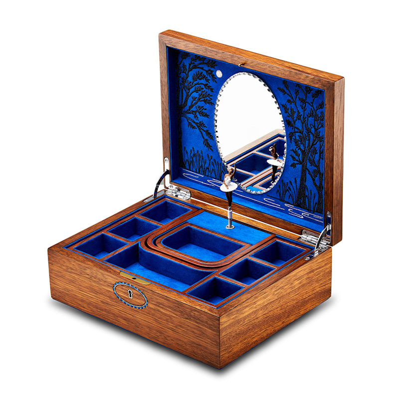 Thumbnail of Ballet Musical Jewellery Box – Swan Lake Walnut Wood image